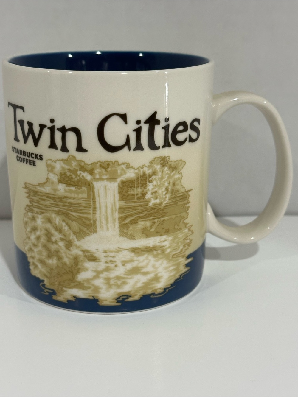 Starbucks Twin Cities Ceramic Mug - Blue and Cream Artwork